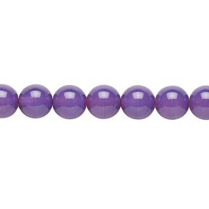 Bead, Czech dipped décor glass druk, purple, 8mm round. Sold per 15-1/2" to 16" strand.