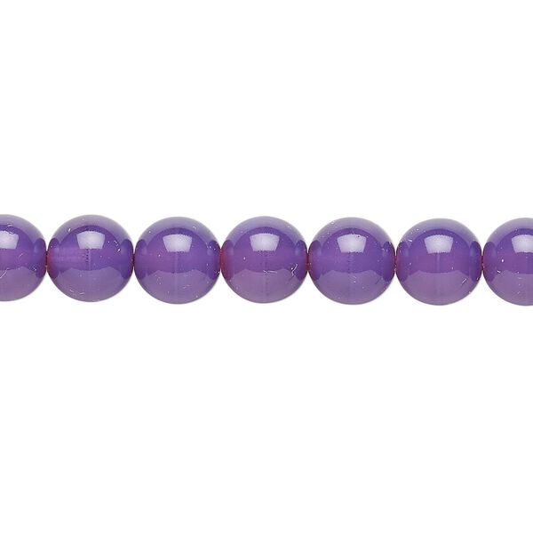 Bead, Czech dipped décor glass druk, purple, 8mm round. Sold per 15-1/2" to 16" strand. image number 0