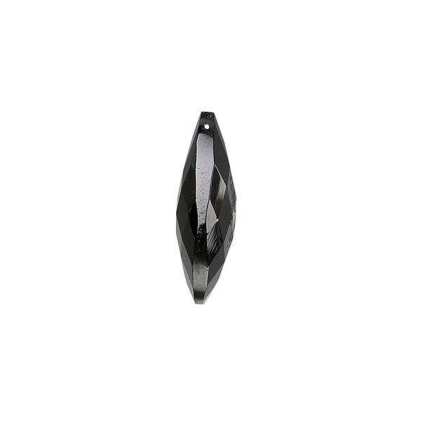 Black spinel 1pkg2, hand-cut top-drilled faceted puffed teardrop bead natural 20x10mm image number 1