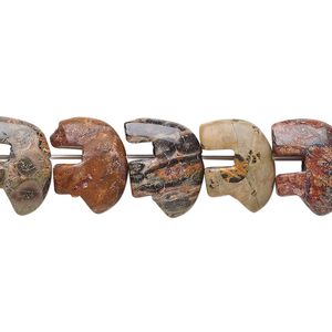 Leopardskin jasper 1pkg1, zuni-style bear bead natural 8 inch 13x10mm
