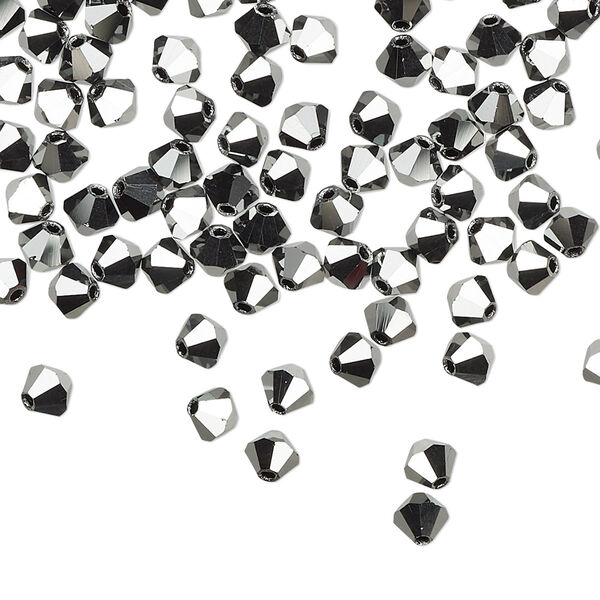 Bead 720pk jet hematite 2X, Preciosa Czech crystal 4mm bicone image number 0