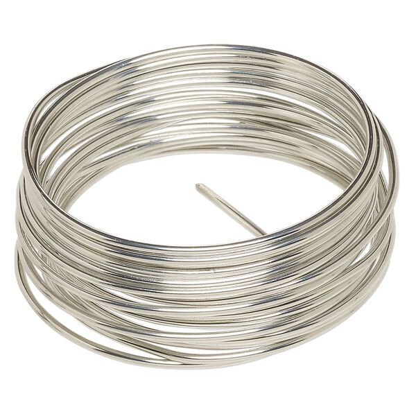 Wire, Zebra Wire™, tinned copper, silver color, round, 12 gauge. Sold per 3-yard coil. image number 0