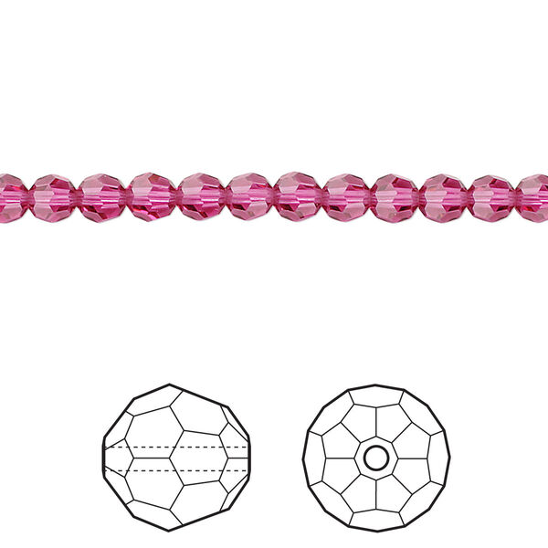 Bead 720pk fuchsia, Swarovski® 4mm round 5000 image number 0