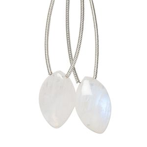 Rainbow moonstone 1pkg2, hand-cut top-drilled puffed marquise bead natural 18x11mm