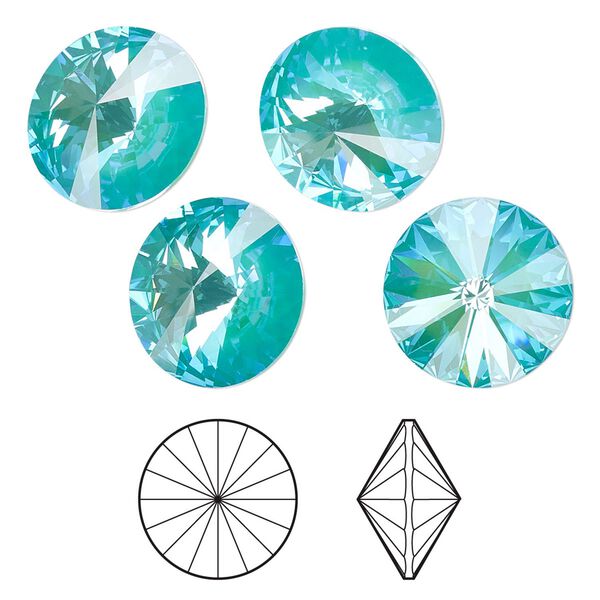 Chaton 144pk crystal laguna DeLite, Swarovski® 14mm rivoli 1122 image number 0