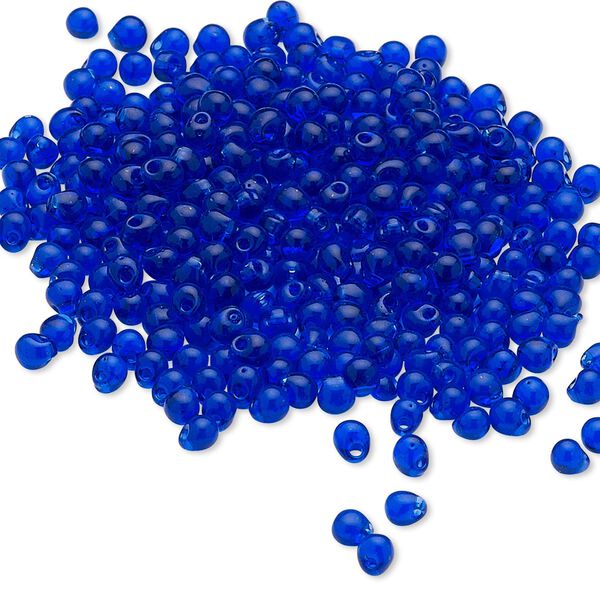 Seed bead, Miyuki, glass, pkg/10g, 3.3x2.8mm mini fringe, transparent cobalt blue (DP-151). image number 0