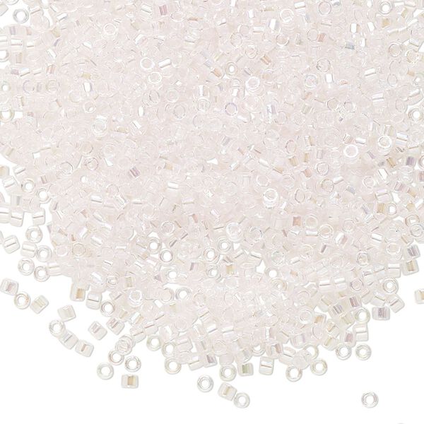Seed bead, Delica®, glass, pkg/7.5g, #11 round, translucent pale pink-lined rainbow crystal clear (DB-0082). image number 0