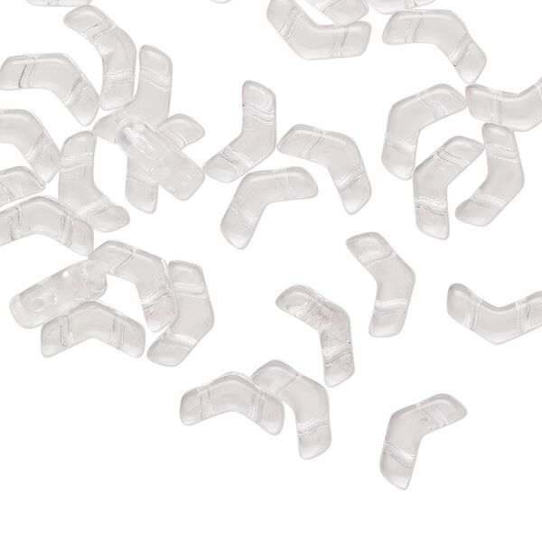 Bead, Preciosa, Czech pressed glass, clear, 8.5x4.5mm double-drilled chevron. Sold per pkg of 30. image number 0