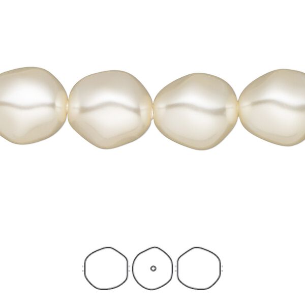Pearl 10pk cream, Crystal Passions® 12x11mm baroque round 5841 image number 0