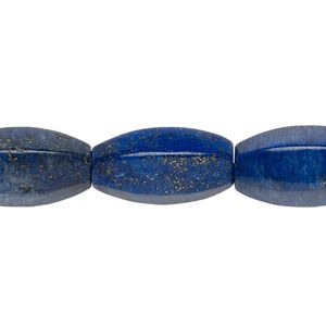 Lapis lazuli 1pkg1, 6-sided oval bead 15.5-16 inch 20x10mm-21x11mm