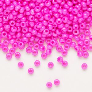 Seed bead, Preciosa Ornela Czech glass, pkg/50g, #8 rocaille, opaque pink luster chalkwhite, (16177).
