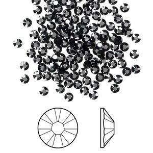 Flat back 1440pk jet hematite foil back, Swarovski® 2.5-2.7mm rose round SS9 2058