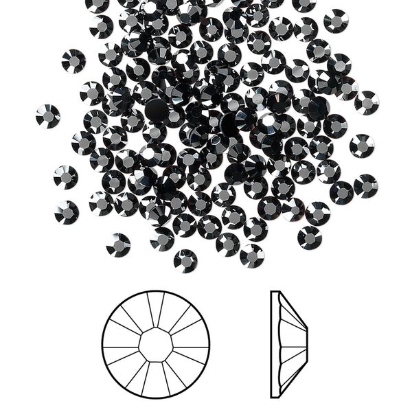 Flat back 1440pk jet hematite foil back, Swarovski® 2.5-2.7mm rose round SS9 2058 image number 0