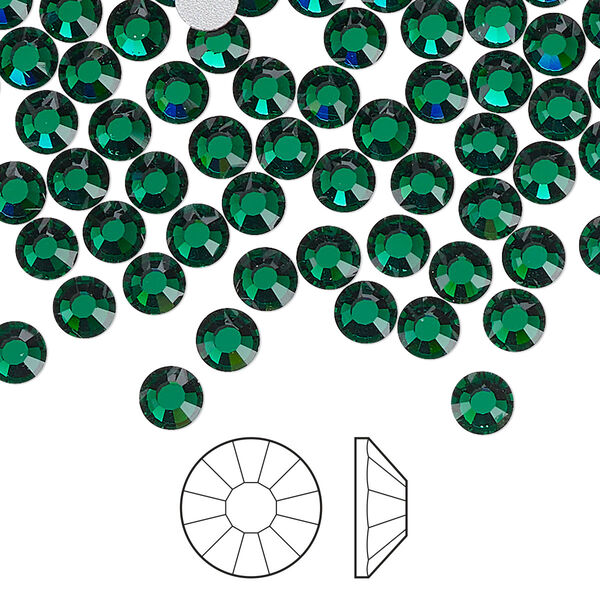 Flat back 144pk emerald foil back, Preciosa Viva 12® Czech crystal rhinestone 4.6-4.8mm chaton rose round SS20 image number 0