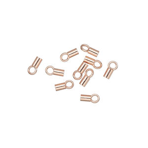 Crimp end, copper-plated brass, 3x2mm tube with loop. Sold per pkg of 10.