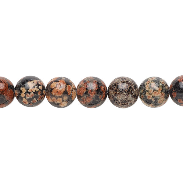 Bead, red snowflake jasper (natural), 8mm hand-cut round, B grade, Mohs hardness 6-1/2 to 7. Sold per 15-1/2" to 16" strand. image number 0