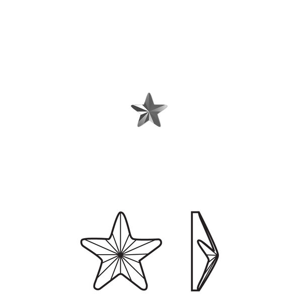 Flat back 6pk jet hematite foil back, Crystal Passions® hotfix rhinestone 5.5x5mm rivoli star 2816 image number 0