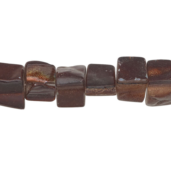 Mother-of-pearl shell 1pkg1, triangle tube bead 14 inch dark brown 8x7mm-12x8mm image number 0