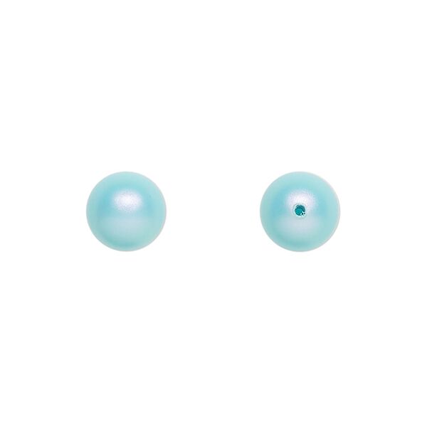 Pearl 250pk iridescent light turquoise, Swarovski® 8mm half-drilled round 5818 image number 0