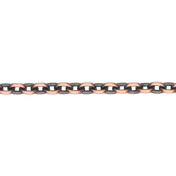 Chain, antique copper-plated steel, 4.8x3.3mm cable. Sold per pkg of 5 feet. image number 0