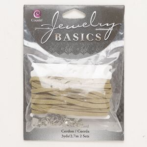 Leather / steel 1pkg3, flat cord assortment avocado green / antique silver-finished 3mm