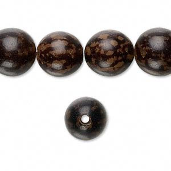 Bead, buri root (coated), 11-13mm round. Sold per 15-1/2" to 16" strand. image number 0