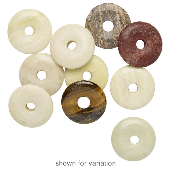 Multi-gemstone 1pkg10, donut focal natural mix 25-30mm image number 1
