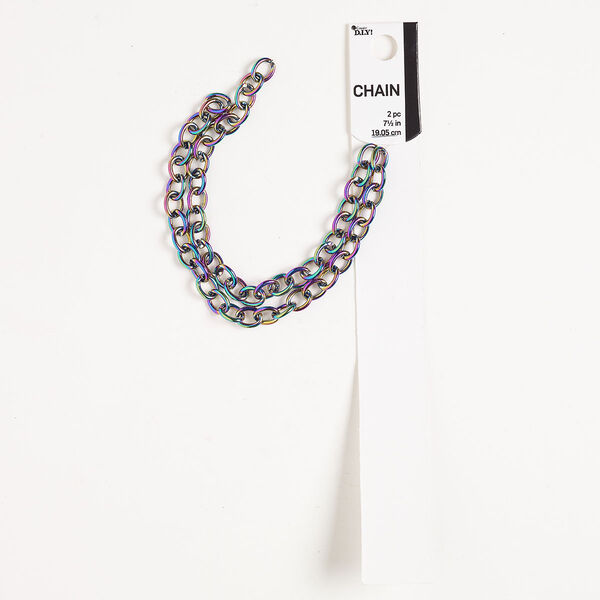 Chain steel 8.1mm cable, electro-coated rainbow 7.5 inches image number 0
