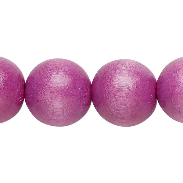 Bead, Taiwanese cheesewood (dyed / waxed), lavender, 15-16mm round. Sold per 15-1/2" to 16" strand. image number 0
