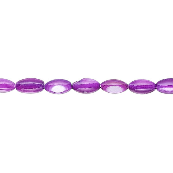 Bead, mother-of-pearl shell (dyed), purple, 7x4mm oval. Sold per 15" to 16" strand. image number 0