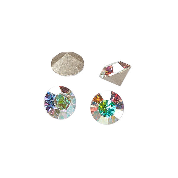 Chaton 8pk crystal AB foil back, Preciosa MAXIMA Czech crystal rhinestone 8.16-8.41mm 15-cut faceted round SS39 image number 0