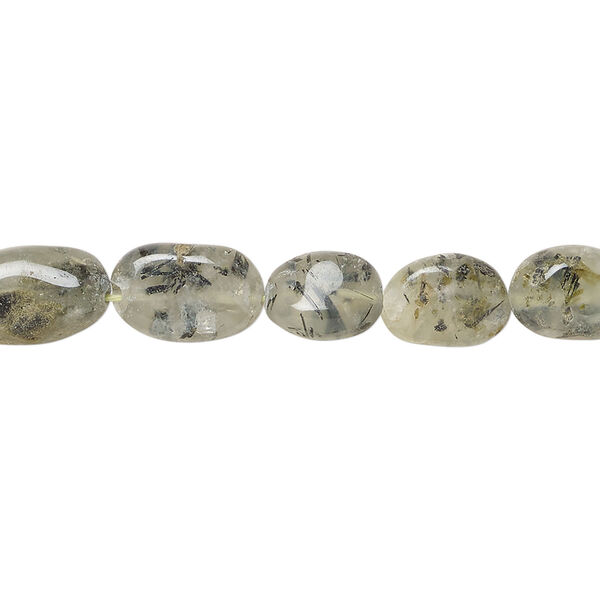 Prehnite 1pkg1, hand-cut puffed oval bead natural, 13 inch 9x6mm-12x8mm image number 0