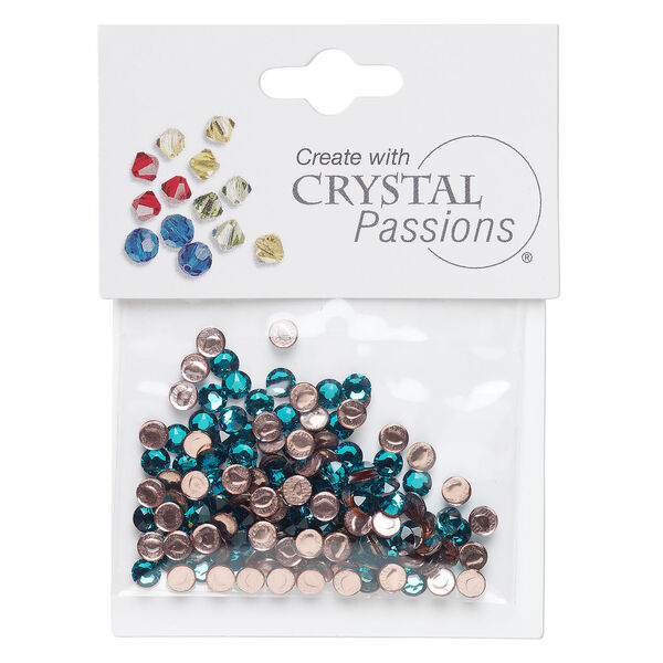 Flat back 1pkg144 blue zircon, Crystal Passions&reg; rhinestone 3.80-4.00mm hotfix round SS16 image number 0