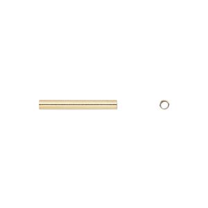 Bead, gold-plated brass, 16x2mm round tube. Sold per pkg of 100.