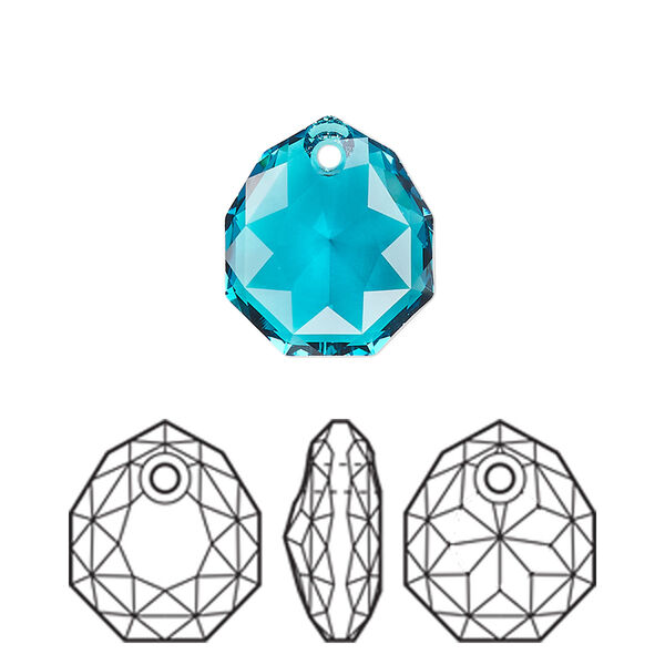 Drop 1pk blue zircon, Crystal Passions® 16x13.5mm pendant majestic 6436 image number 0