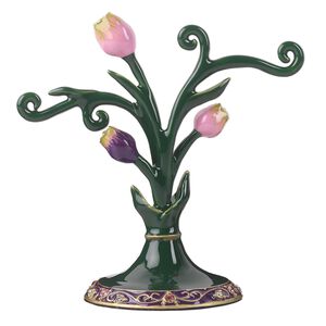 Display, "pewter" (zinc-based alloy) / enamel / glass rhinestones, multicolored, 4 x 4 x 2-1/4 inch rose design. Sold individually.