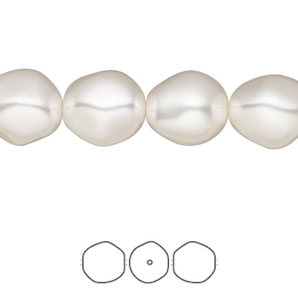 Pearl 10pk white, Crystal Passions® 12x11mm baroque round 5841 image number 0