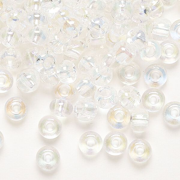 Seed bead, Preciosa Ornela, glass, translucent rainbow crystal clear, #2 rocaille. Sold per 50-gram pkg. image number 0