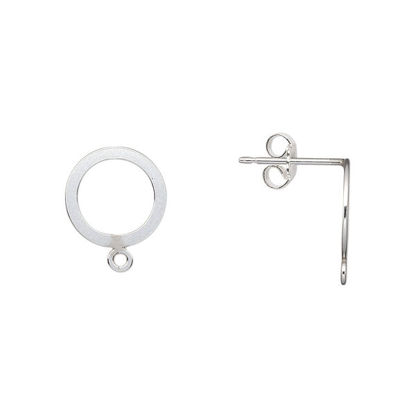 Earstud, sterling silver-filled, 14x11mm flat open round with closed loop. Sold per pair. image number 0