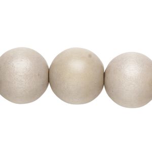 Bead, Taiwanese cheesewood (dyed / waxed), light grey, 15-16mm round. Sold per 15-1/2" to 16" strand.
