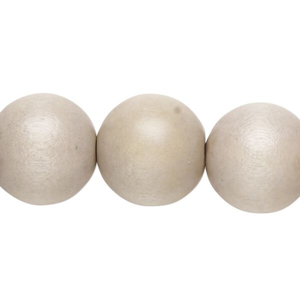 Bead, Taiwanese cheesewood (dyed / waxed), light grey, 15-16mm round. Sold per 15-1/2" to 16" strand. image number 0
