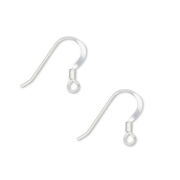 Ear wire, sterling silver-filled, 14mm flat fishhook with 2mm coil and open loop, 22 gauge. Sold per pkg of 5 pairs. image number 0