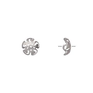 Bead cap, stainless steel, 8x3mm round filigree, fits 8-10mm bead. Sold per pkg of 20.