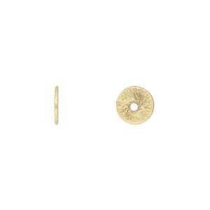 Bead, gold-finished brass, 8x1mm brushed heishi. Sold per pkg of 20.