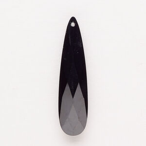 Focal 1pkg1, cubic zirconia, translucent black, 36x9mm top-drilled double-sided hand-faceted teardrop.