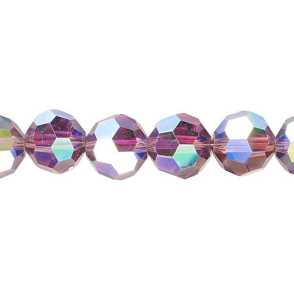 Bead 1pk 32 facets translucent amethyst purple AB, Celestial Crystal® 10mm round 15.5-16 inch image number 0