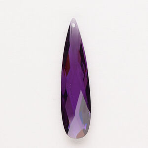 Focal 1pkg1, cubic zirconia, translucent amethyst purple, 36x9mm top-drilled double-sided hand-faceted teardrop.