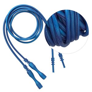 Necklace cord, silicone, opaque blue, 2-2.2mm wide, 16 inches with snap closure. Sold per pkg of 4.