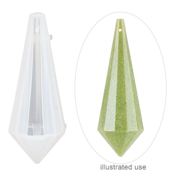 Mold, silicone, white, 52 x 19 x 19mm faceted teardrop. Sold individually. image number 0