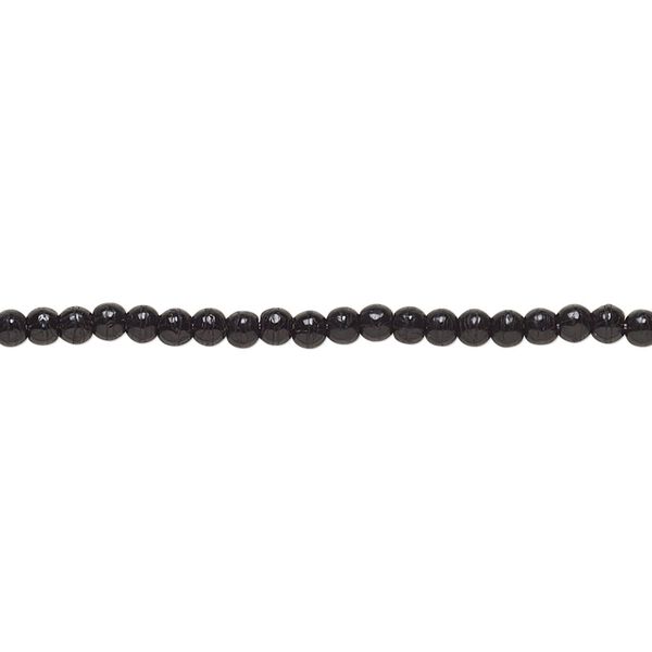 Bead, Czech pressed glass, opaque black, 2mm round. Sold per 15-1/2" to 16" strand. image number 0